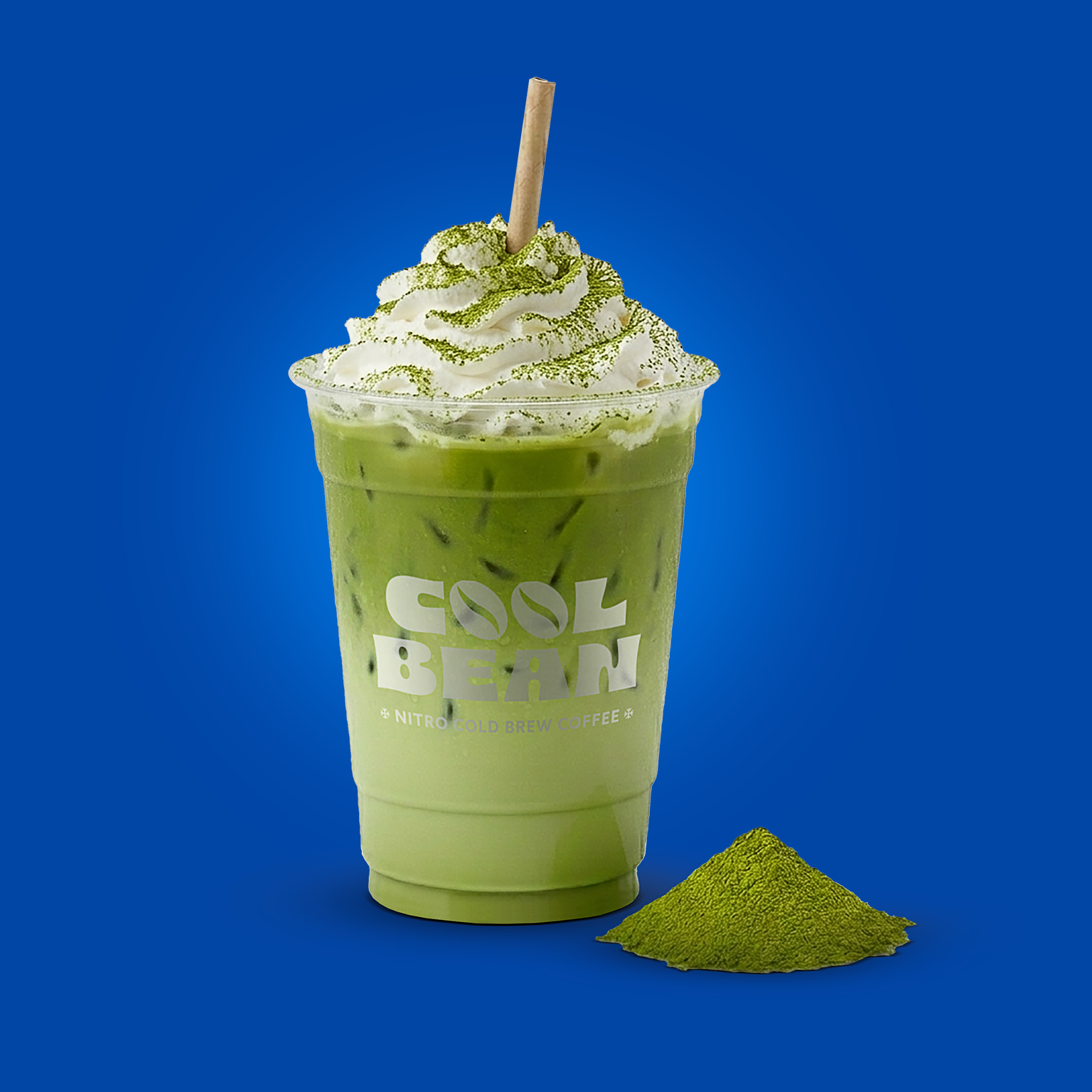 Matcha oat latte poured cold at CoolBean on the High Line in Chelsea NYC
